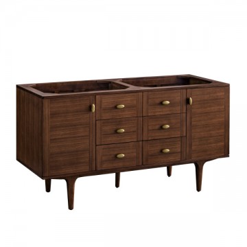 Amberly 60" Double Mid-Century Walnut ( Vanity Only Pricing)
